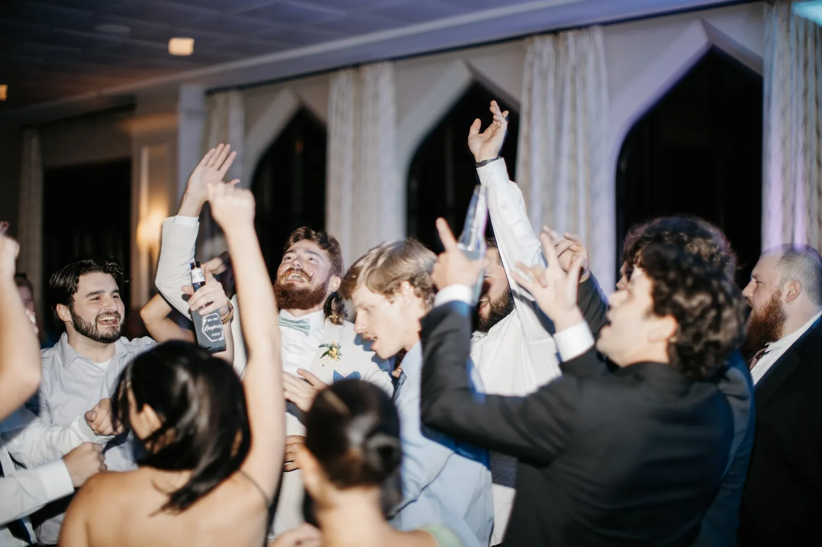 Bride and groom first-dance dip at an Accent Event Group wedding