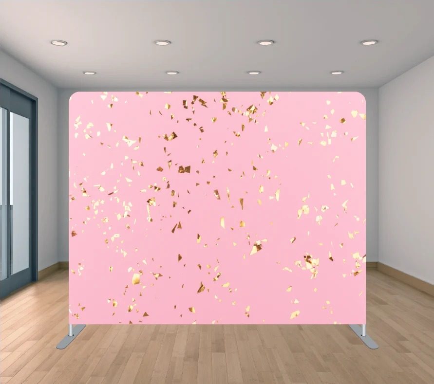Pink & Gold Confetti photo booth backdrop